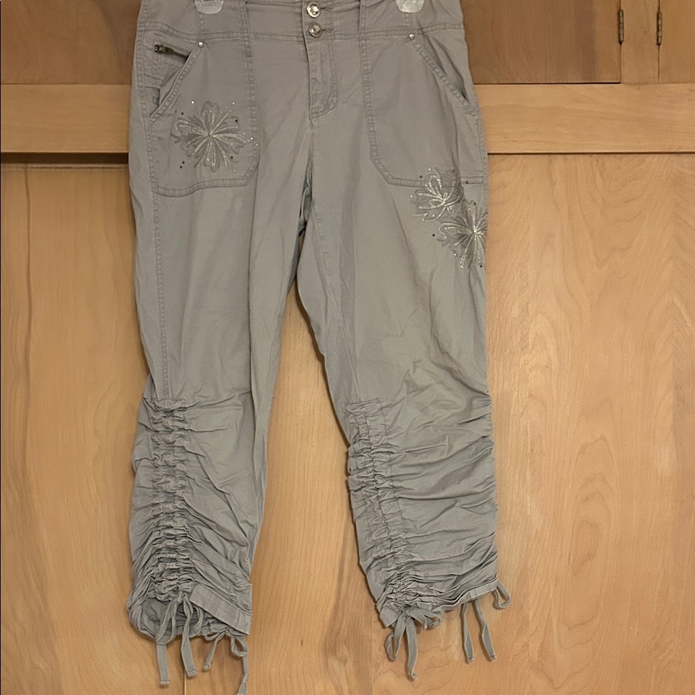 INC International Concepts Gray Embellished Cropped Pants